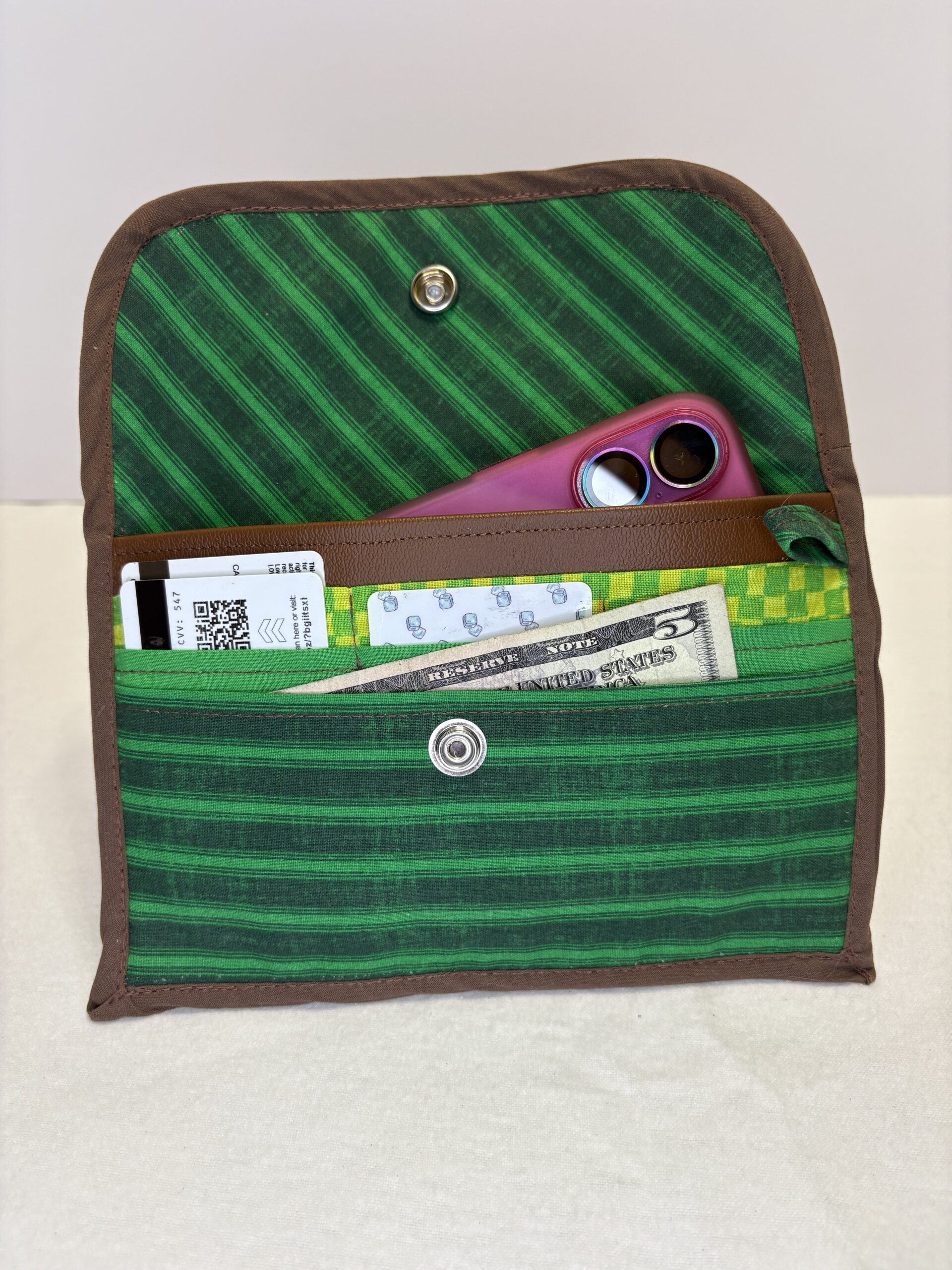 Phone Wristlet- Brown/Green - Image 7